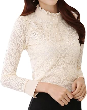 Ruffle Blouse Floral Lace Shirt 