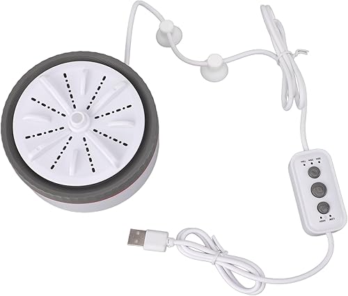 Miniatura 5 de Keenso Mini lavadora turbo portátil, multifuncional, alimentado por USB, para lavar ropa pequeña, frutas, baño, fregadero (gris)