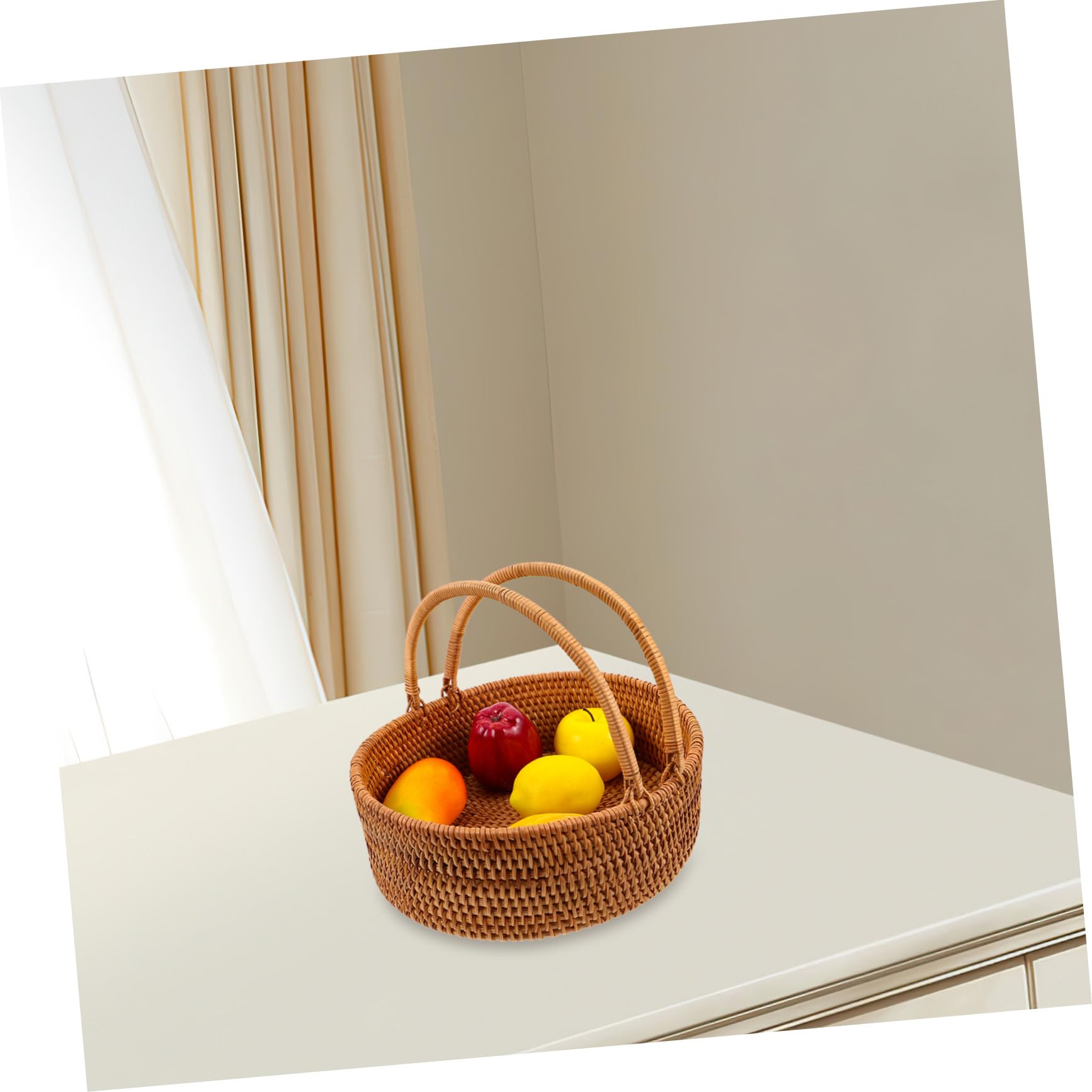 Geflochtener Picknickkorb mit Henkel aus Rattan für Hochzeiten | Stabil und Leicht zu Reinigen, für Snacks und Süßwaren, Rustikale Optik