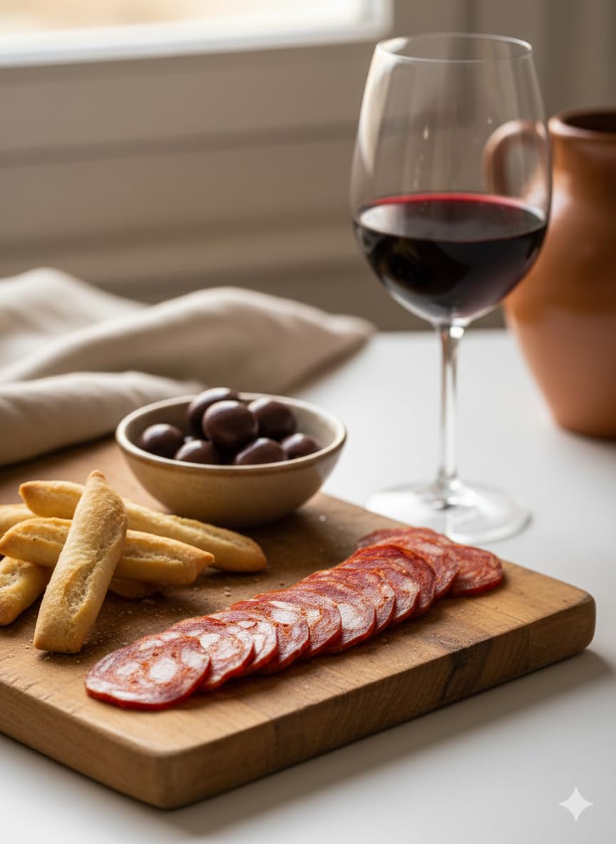 Chorizo ​​dolce di Spagna. Chorizo ​​​​corda dolce di circa 500 grammi. Snack salato ideale come aperitivo in ogni momento della giornata. Prodotto artigianale. Chorizo ​​Spagnolo naturale al 100%.