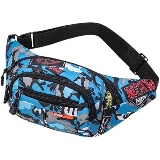 Sac Banane,Camo Bumbag Camouflage Ceinture Sacs Banane Tissu Nylon Ceinture Argent pour Hommes Garçons Femme Voyage Randonnée Sports 13,65 * 4,68 Pouces