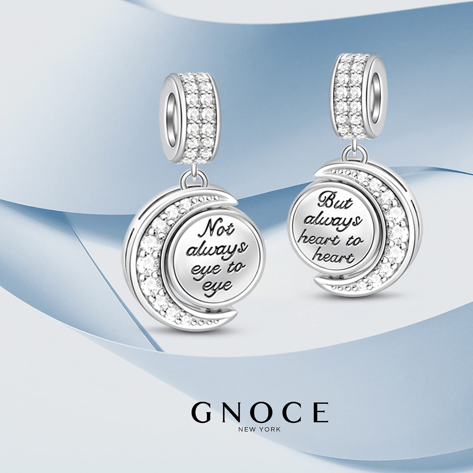 Gnoce Ciondolo a Forma Di Luna Galattica Cosmica In Argento Sterling Con Scritta In Inglese Adatto Per Braccialetto/Collana Regalo Di Natale Per Donne