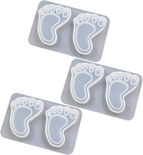 Molde epoxi para huellas de bebé, llavero colgante de bricolaje, hecho a mano, molde de silicona de fundición de resina AB, 1.8 x 1.4 x 0.6 pulgadas