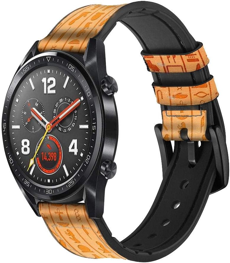 CA0738 Egyptian Hieroglyphs Leather Smart Watch Band Strap for Wristwatch Smartwatch Smart Watch Size (18mm)
