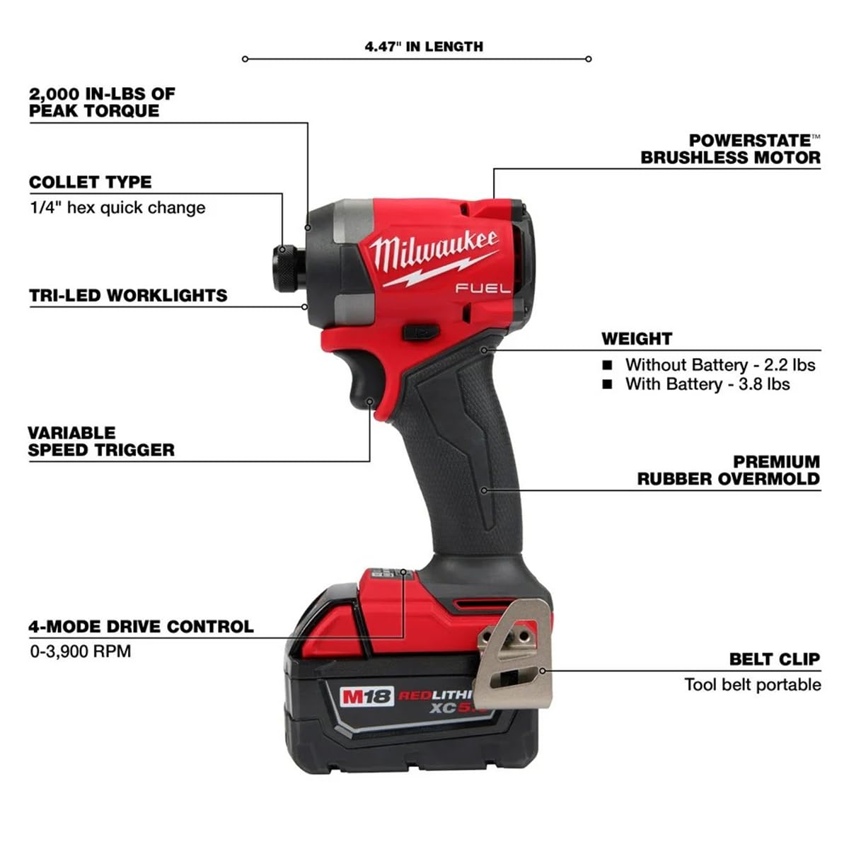 Milwaukee - 3697-22 Kit combinado de taladro percutor inalámbrico sin escobillas de iones de litio de 18 V, 2 herramientas con 2 baterías de 5.0 Ah, cargador y caja de herramientas