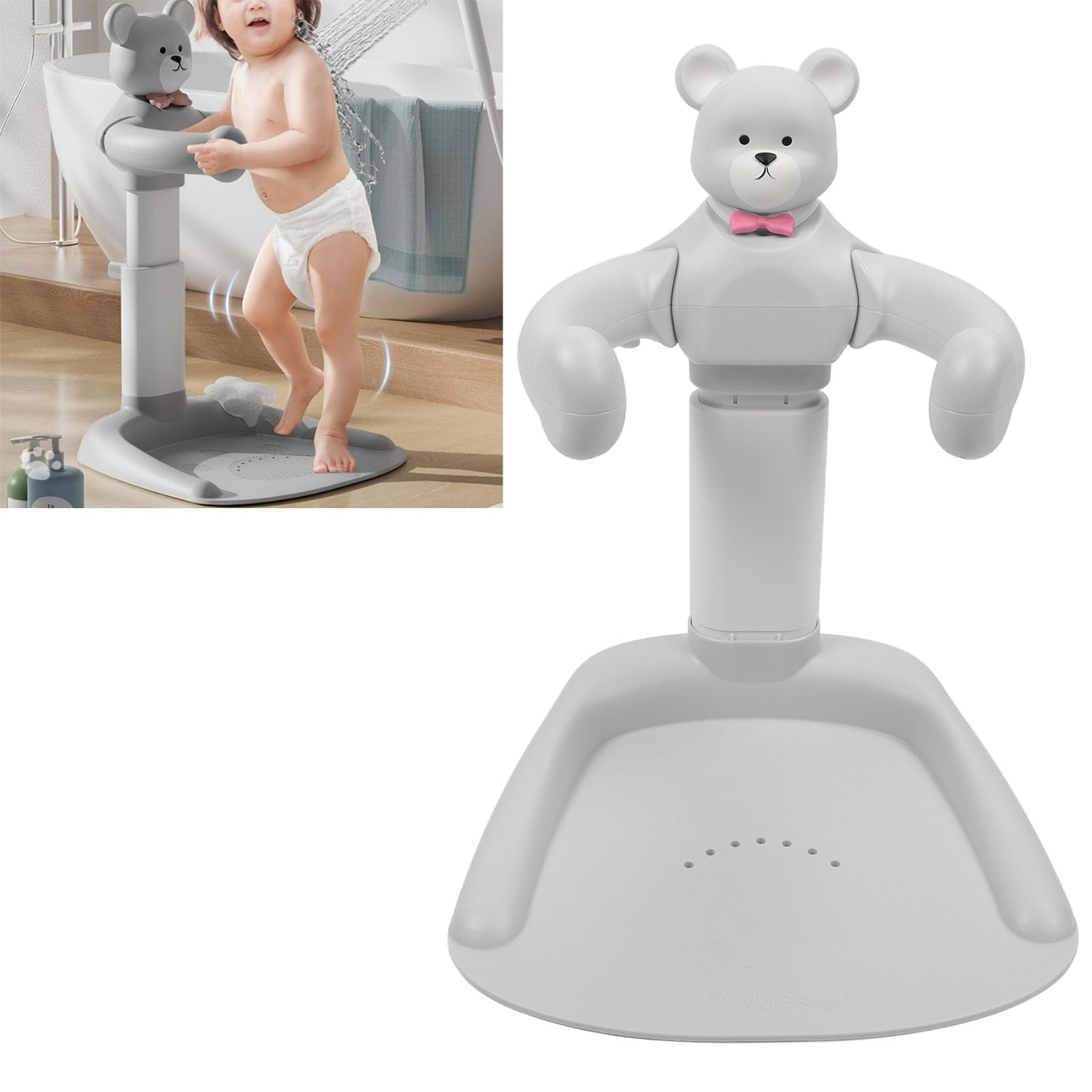 Baby Hug Bath Tower for Standing Up Themselves, Adjustable Baby Shower Stand Non Slip Bath Shower Standing Support for Bathing and Changing Diapers