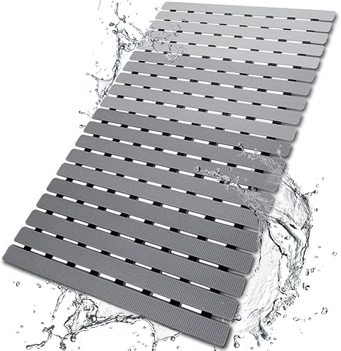 BEMISO Tapete de ducha antideslizante con ventosas y agujeros de drenaje de 275 x 157 pulgadas tapete de baño para bañera y ducha Fácil de secar