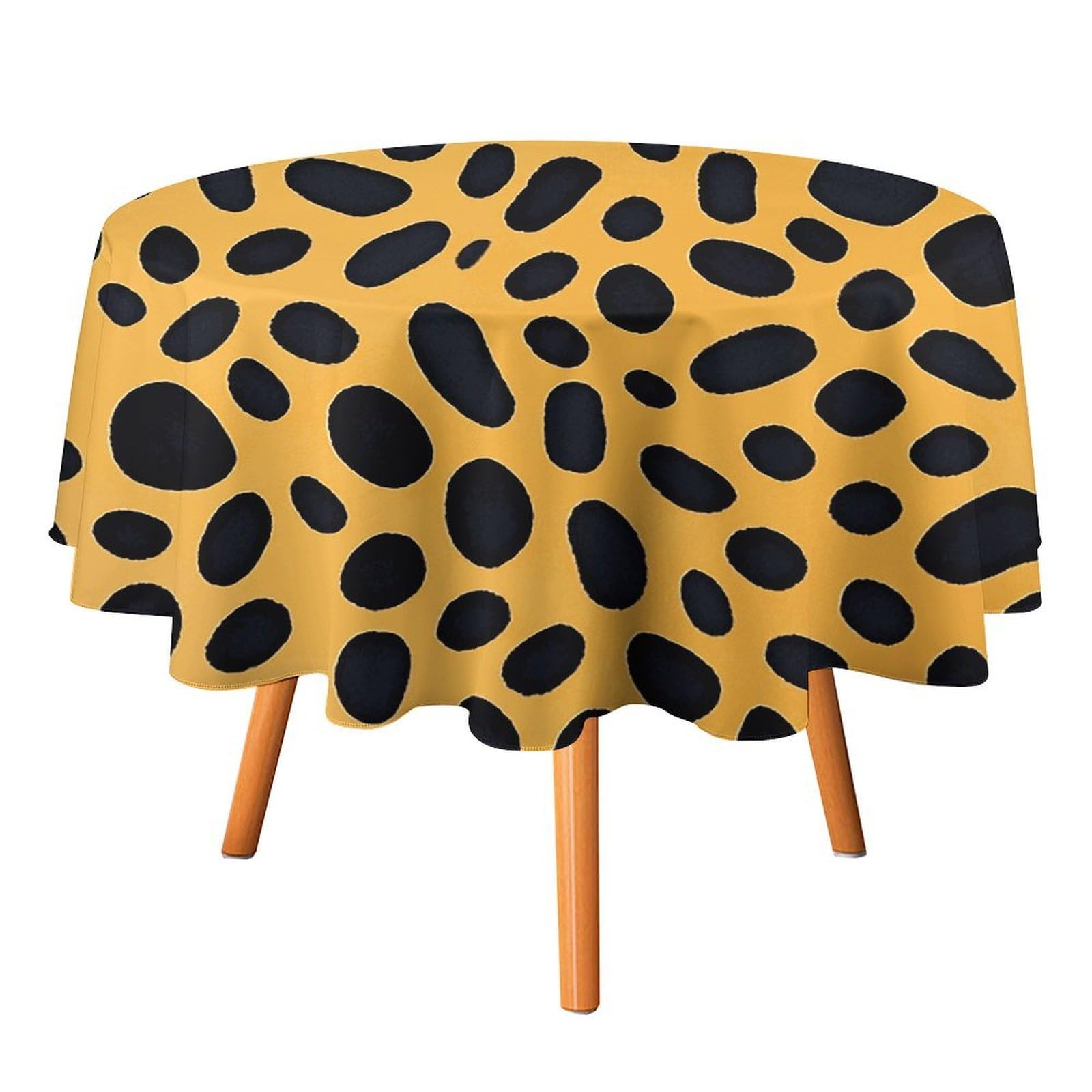 SMAZDFXX Leopard Pattern Tablecloth 36x36in Round Table Cloth Durable Polyester, Washable Stain Resistant Table Cover for Indoor Outdoor (Picnic, Dining, Party)
