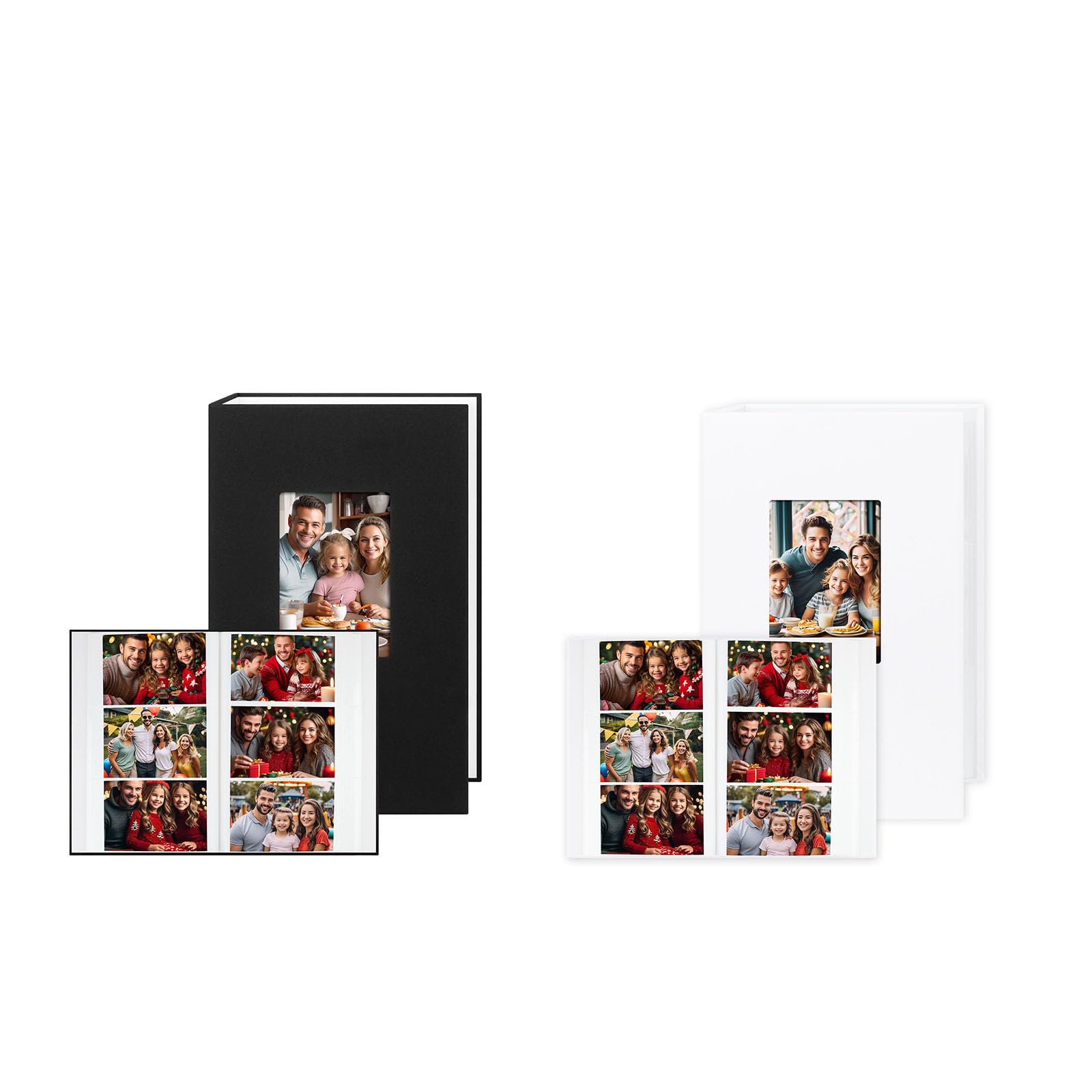 2Pack Photo Album 4x6 360 Photos, Large Capacity 4x6 Photo Album Linen Cover with Front Window, 4x6 Picture Album, 360 Photos 4x6 Photo Album Book for Wedding Kids Travel Family Baby Pictures