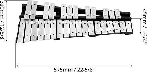 Miniatura 6 de QWORK Instrumento de percusión del xilófono de aluminio, plegable 30 llaves Glockenspiel, instrumento musical con mazo
