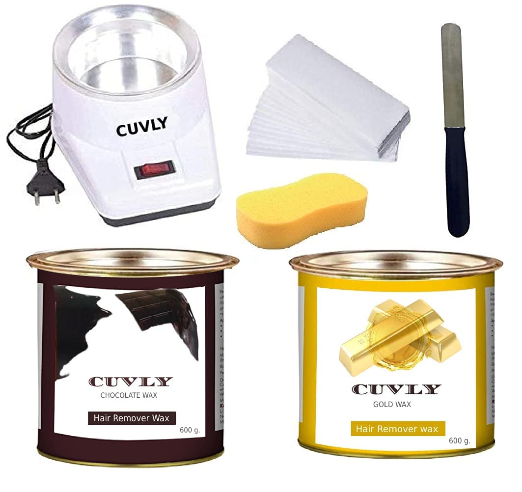 CUVLY Hair Removal Wax Heating Machine Chocolate Wax & Gold Wax (600g) Hair Removel Wax Strips 70 pcs, Knife for All Skin Types Smooth & Painless Wax for Women (B0CJTKD4BN) Amazon Price History, Amazon Price Tracker