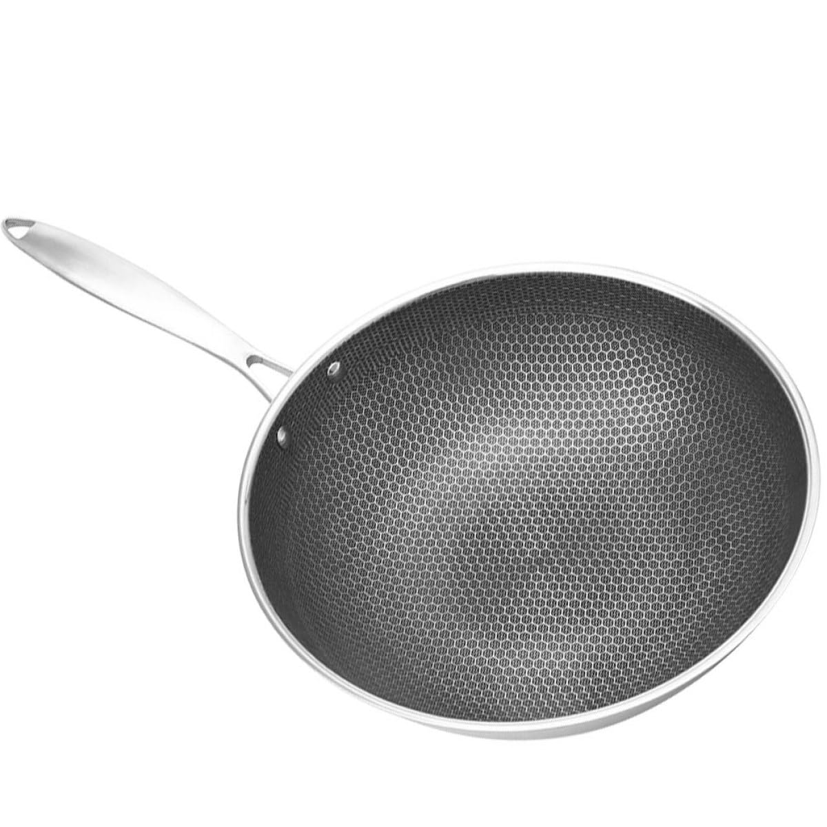 Wok acier inoxydable 34 cm à fond épais pour la cuisine traditionnelle au quotidien