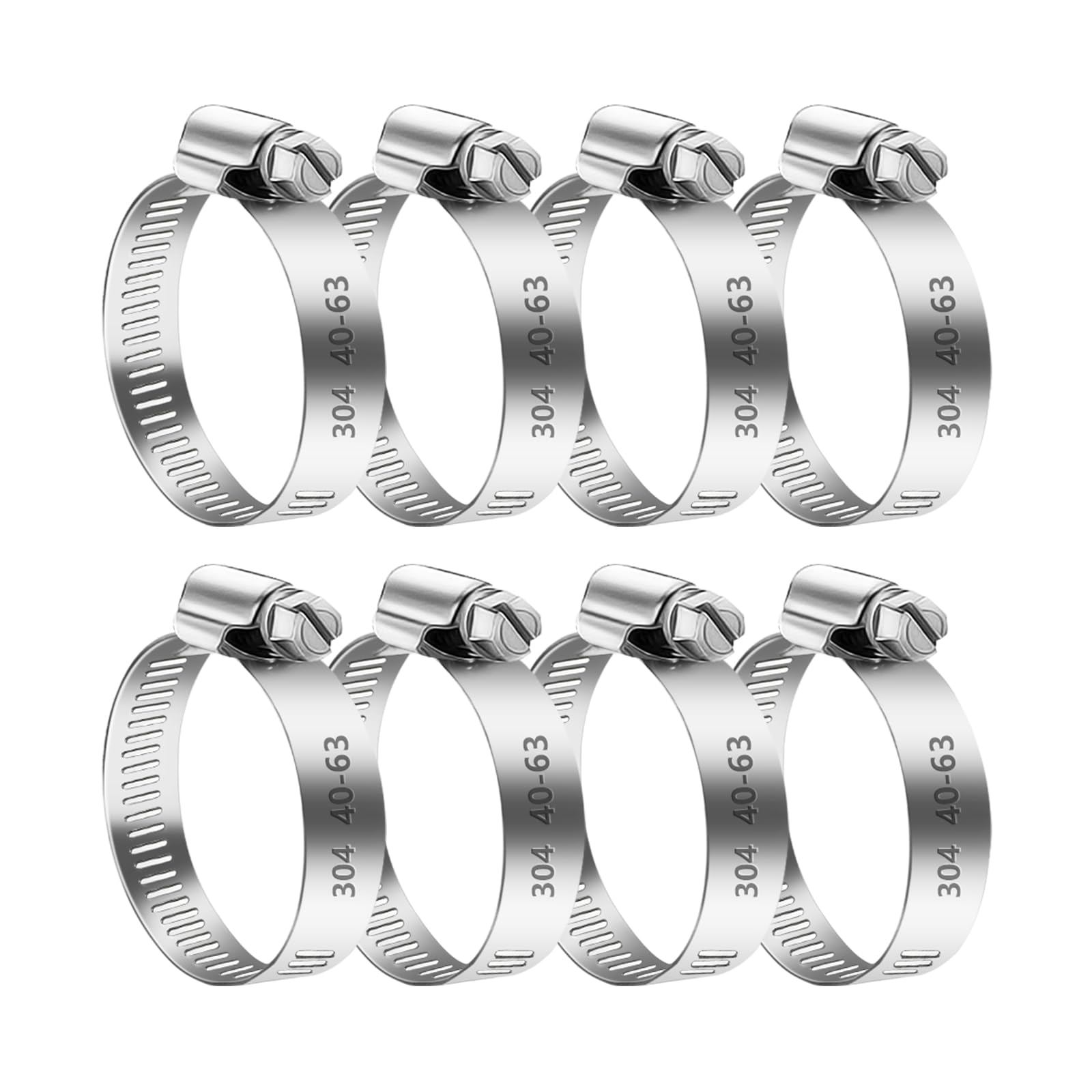 8 Pcs Abrazaderas de Manguera de Acero Inoxidable, Abrazaderas de Manguera Ajustables 40-63mm, Abrazaderas Metalicas, Abrazaderas para Tubos, Lavadora, Manguera de Piscina, Fijación de Tuberías