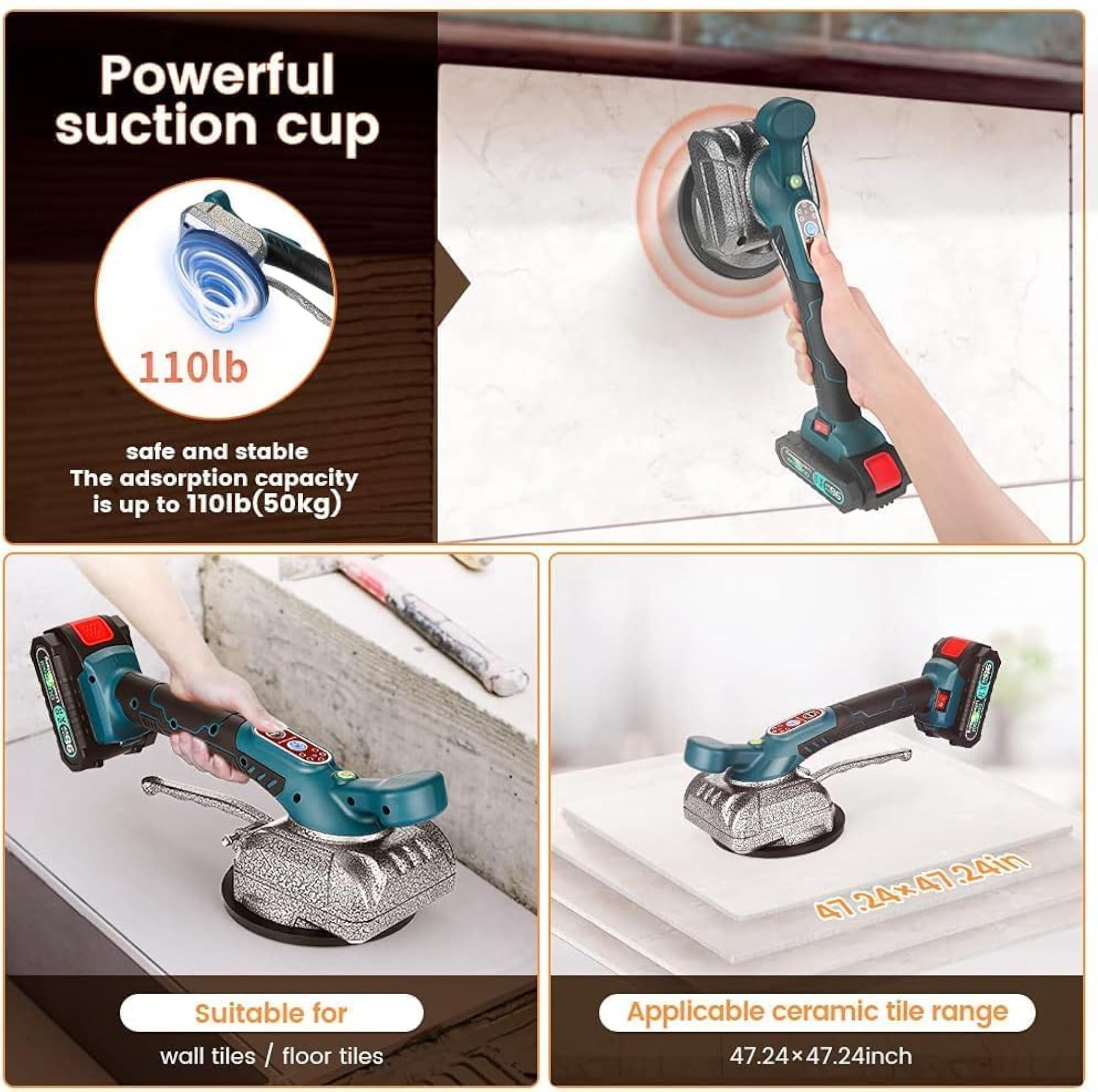 Tile Vibrator Leveling Machine with Adjustable Suction Cup