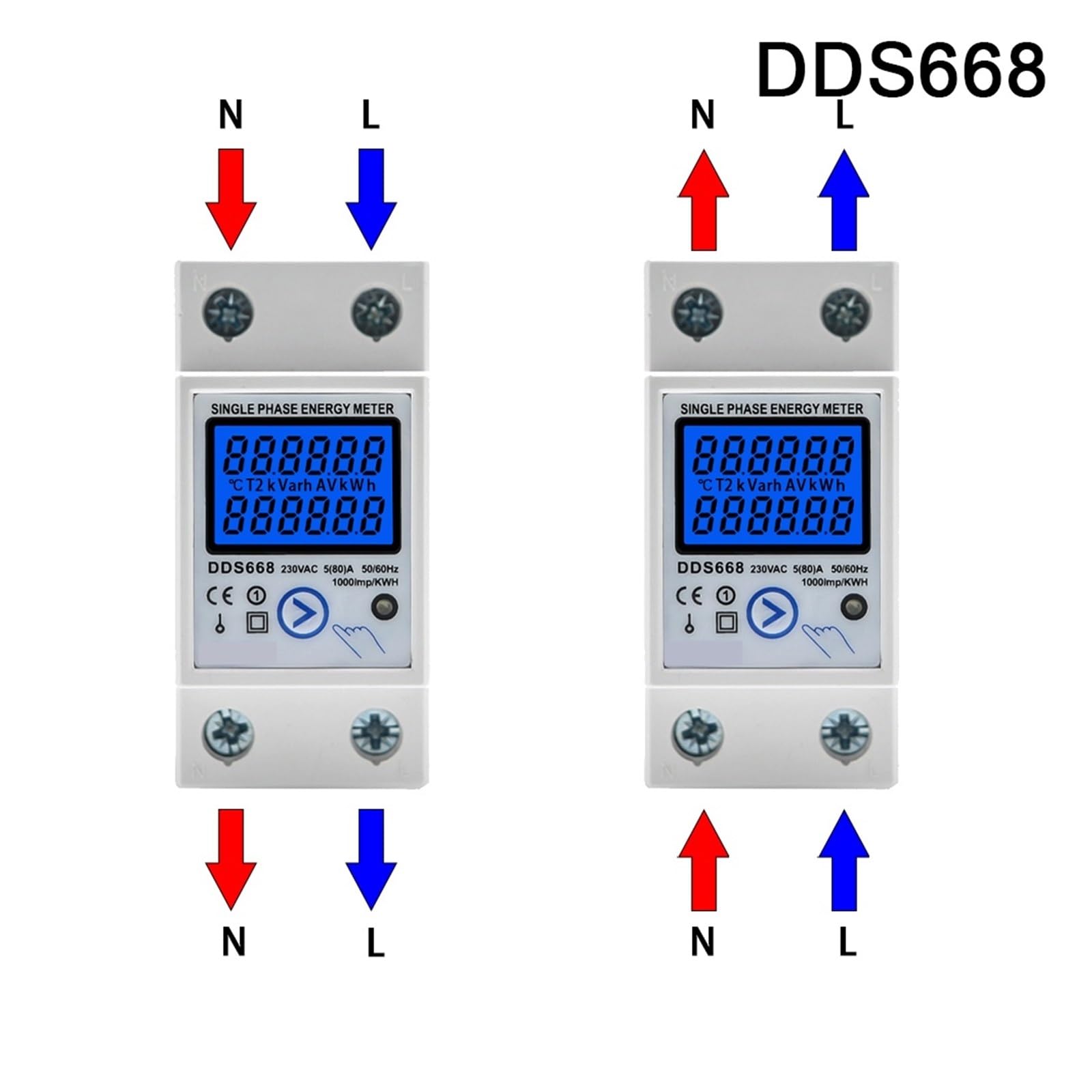 Cyfrowy licznik energii elektrycznej Cyfrowy Licznik Jednofazowy Na Szynę Din Reset Zerowego Licznika Energii KWh Napięcie Prądu Miernik Zużycia Energii Wattmeter Electricity(DDS668)