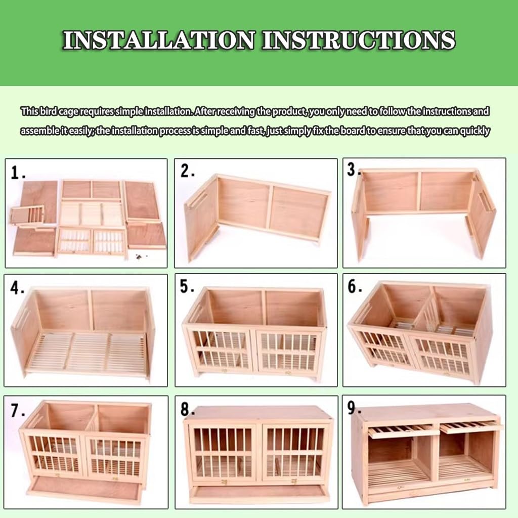 Jaula Grande apilable para Palomas con 3 Puertas - Nido para Palomas mensajeras de Exterior, Cierre de Clavo Oculto, Bandeja extraíble para excrementos, 2 Piezas de Color Natural - Ideal par