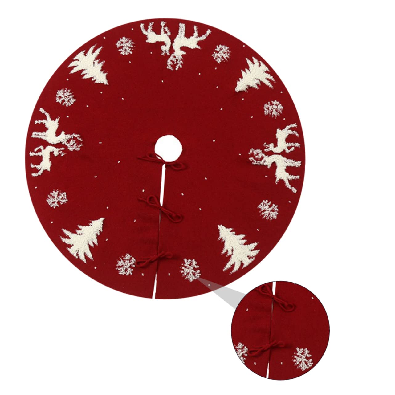 1 Pezzo Tappetino per Albero di Natale in Acrilica Decorazione Natalizia Design con Alce Gonna per Albero di Natale Rossa