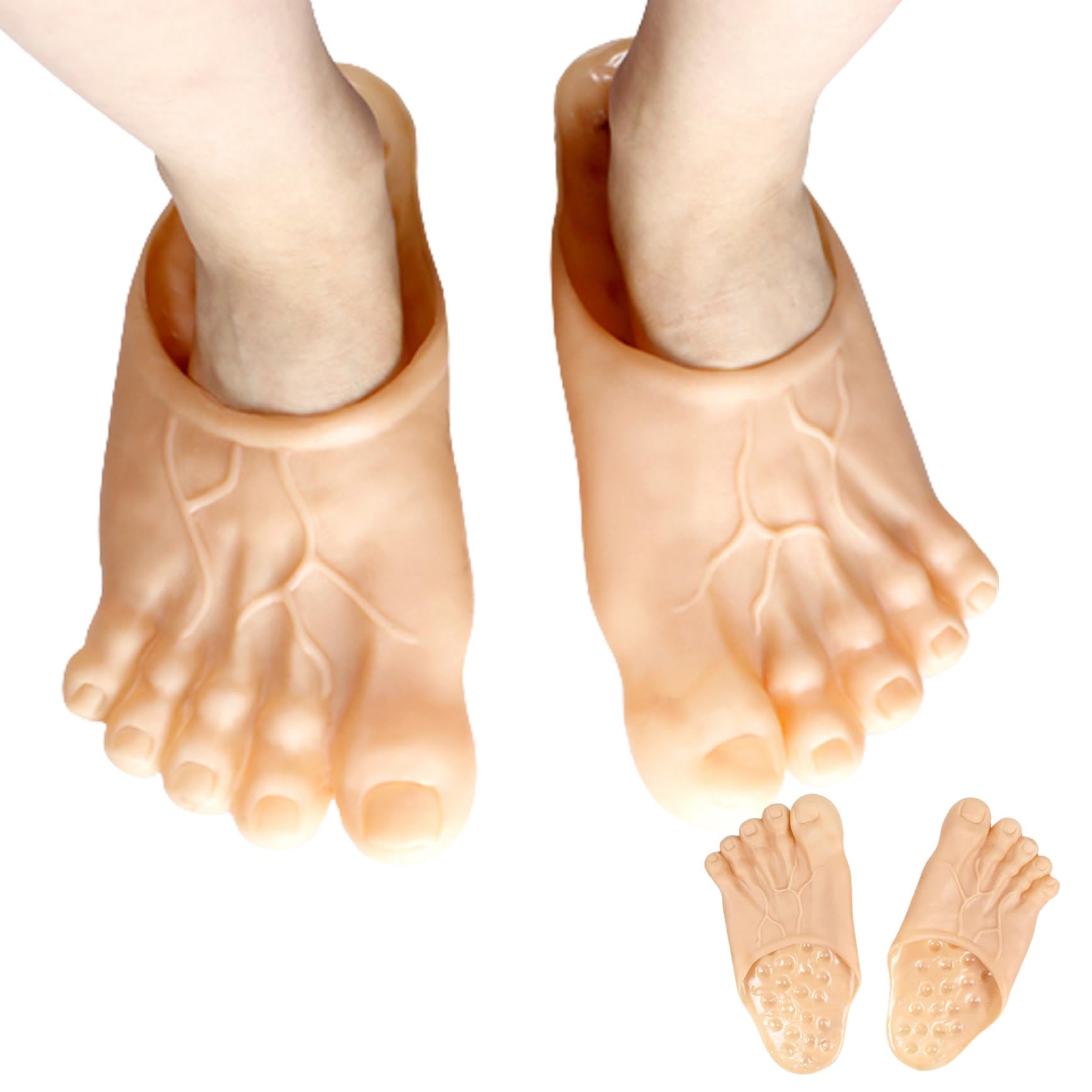 Houolsator Funny Feet Slippers Funny Costume Cosplay Dress Shoe Jumbo 10.63x5.12 inch Realistic Costume Accessories Shoe Covers for Giant Shoes Feet Slippers