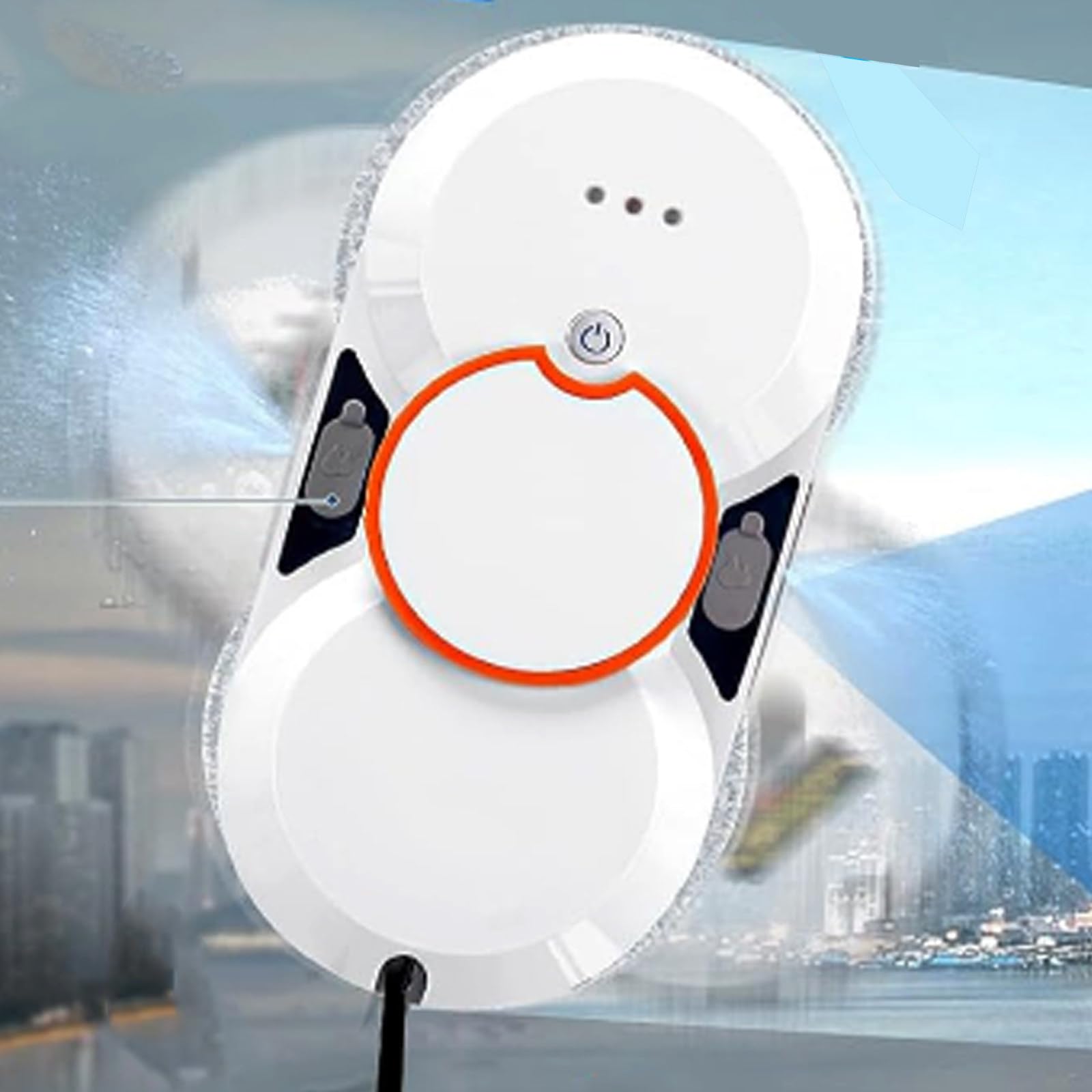 Robot Nettoyeur de vitres Automatique Intelligent 5 600 Pa, Double Jet d'eau, télécommande, Corde de sécurité et Chiffon, pour plafonds Hauts et carrelages, Blanc