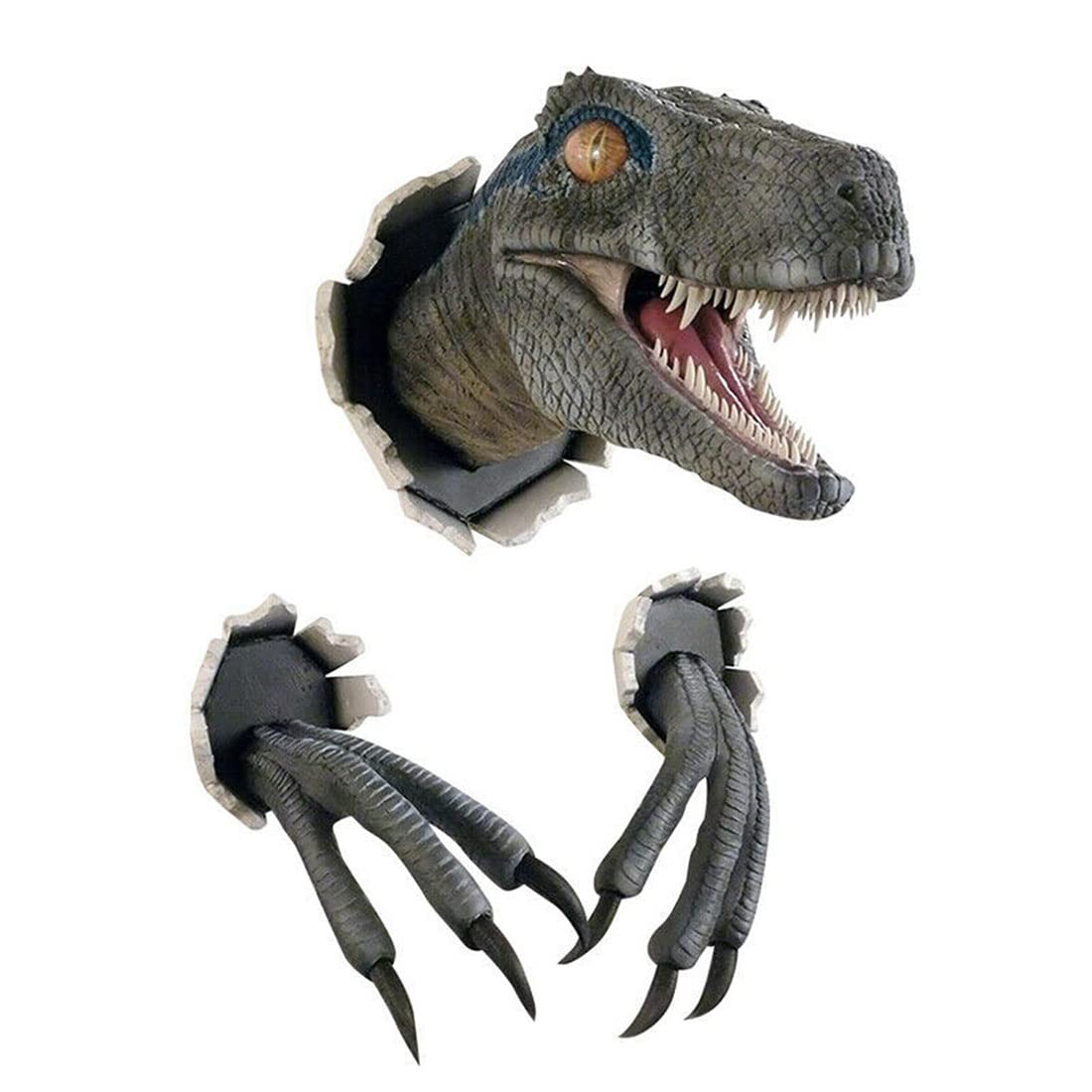 FSDADSA Escultura de cabeza de dinosaurio montada en la pared, decoración ráfaga colgante de dinosaurio tiranosaurio, escultura de cabeza de tiranosaurio, arte de pared 3D para decoración del hogar