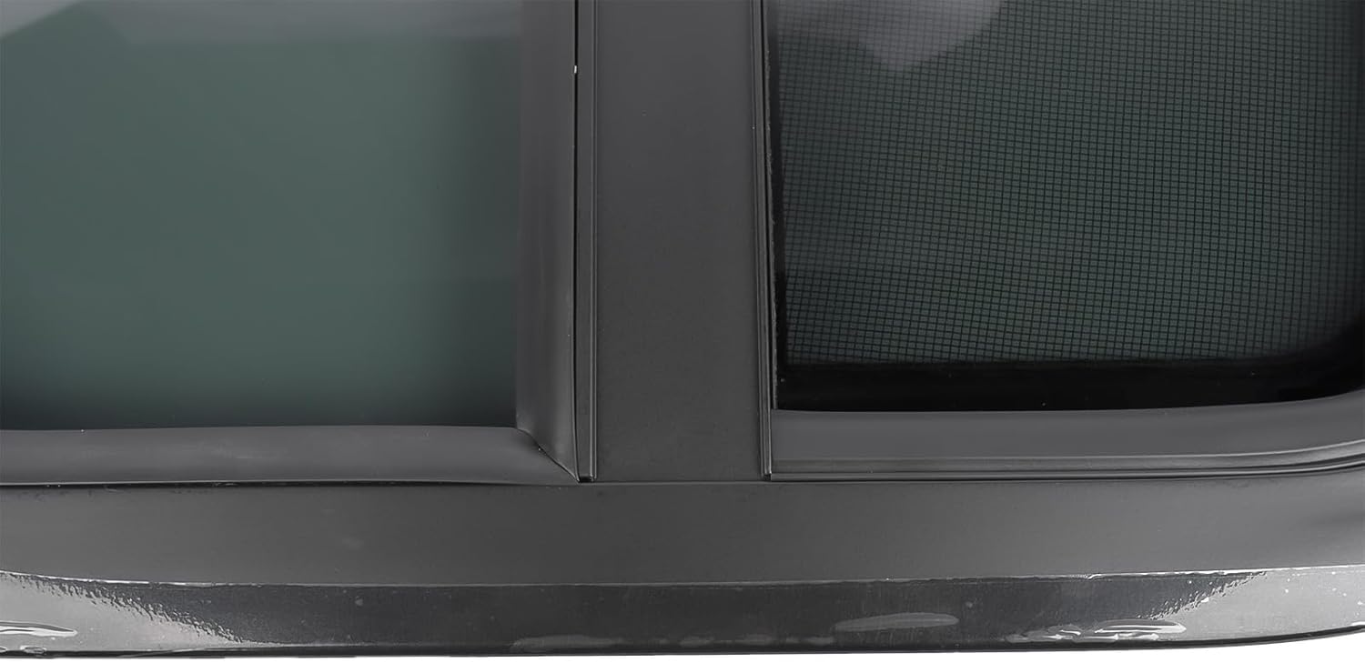 Vertical RV Window | 14" W x 16" H | Tinted Sliding RV Window with Net Screen and Trim Ring | Replacement for 1" or 1-1/2" Thickness Wall, DOT Approved