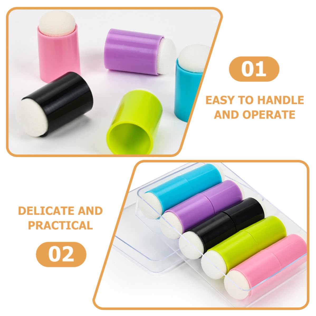 TEHAUX 30pcs Nail Art Dotting Pen Sponge Heads Replacement, round Soft Sponge Applicator Tips for Manicure Pen, Washable and Easy to Operate, for Professional Use and Nail Beauty