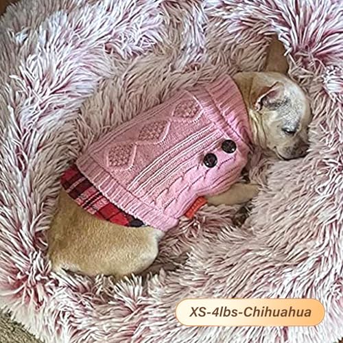 Image of KYEESE Dog Sweater for Small Dogs Turtleneck Thick Knit Pullover | Stretchy Fit, Lightweight & Warm, Cozy Knit Comfort, Classic Plaid Design, Gentle on Sensitive Skin, Winter Daily Wear