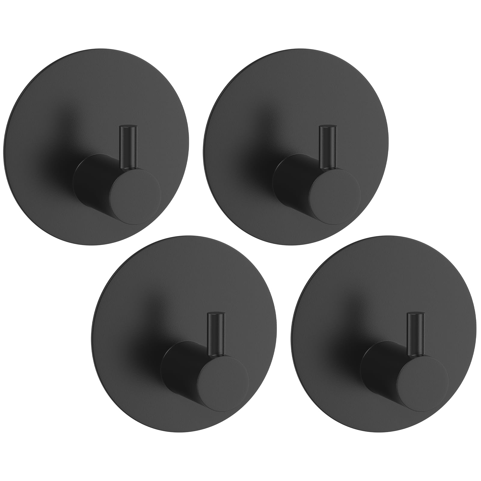 Kutery Black Round Adhesive Towel Hooks, Self Adhesive Extra Sticky No-Nail Stainless Steel Hanging Hooks For Back Of Door, Bathroom, Shower And Kitchen