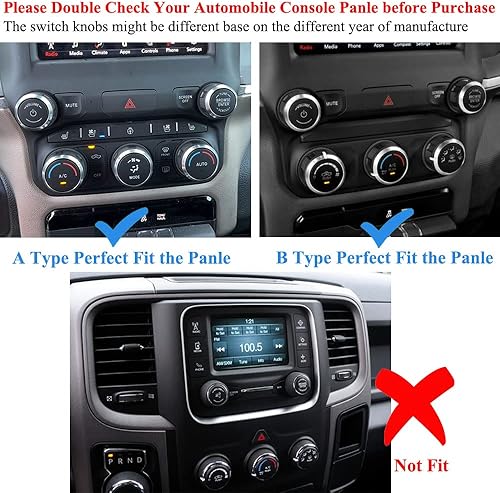 Miniatura 5 de Cubierta de perilla de radio de CA compatible con Dodge Ram 2019 2020 2021 aire acondicionado control de clima automático, interruptor de