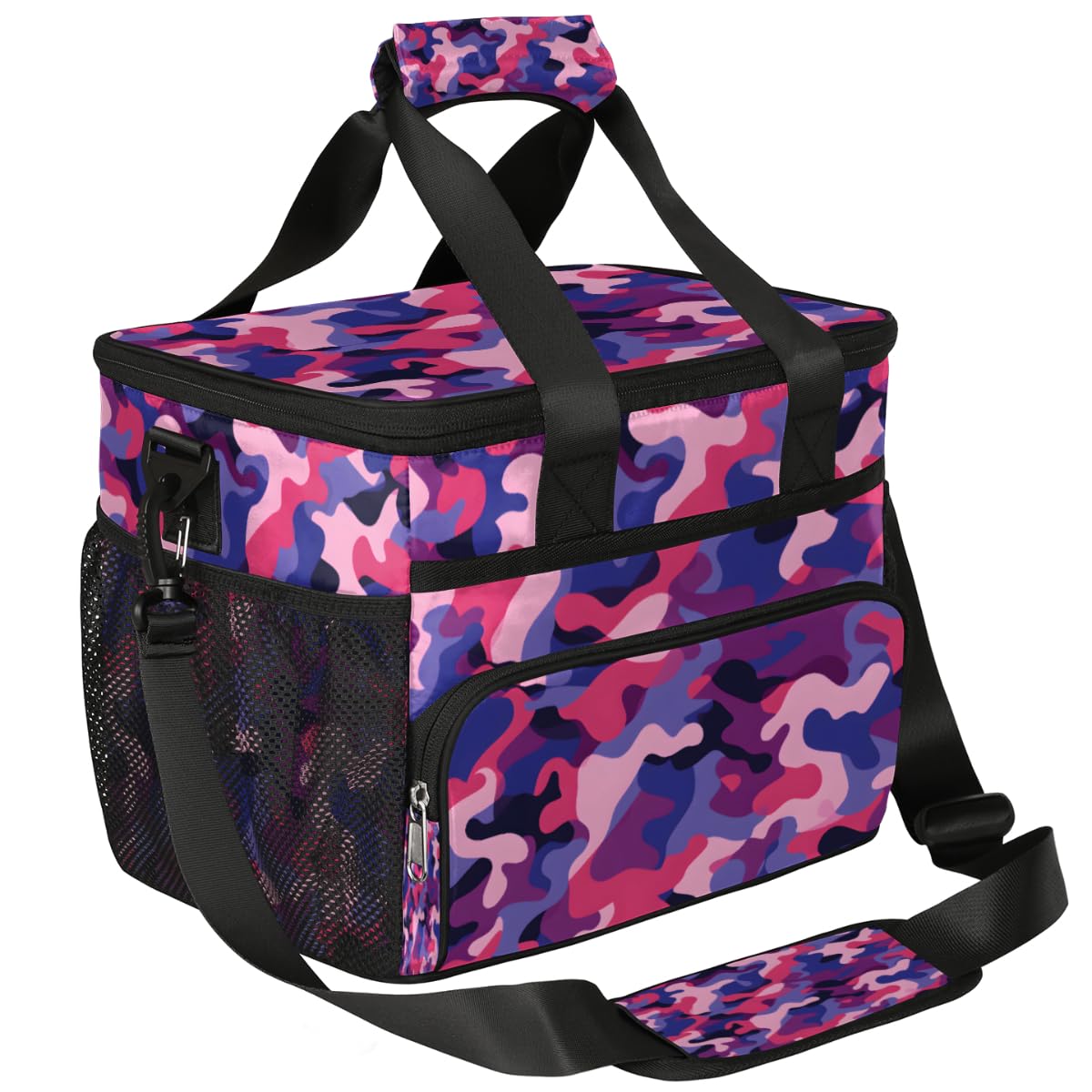Colorful Camouflage Insulated Picnic Backpack Lunch Box for Women Men Picnic Basket Tote Lunch Bag Picnic Bag Portable Lunch Bags for Picnic, Beach, Work, Trip,Office, Camp Abstract Camo Print