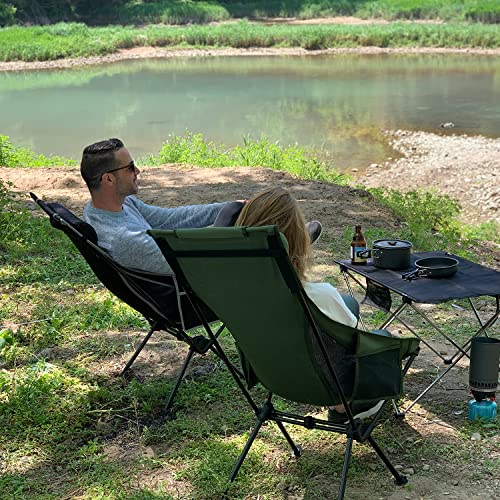 TOBTOS High Back Camping Chair, Lightweight Folding Chair with Head Support, Compact Chair with Carry Bag for Outdoor Camp, Hiking, Backpacking (Green) - Image 3