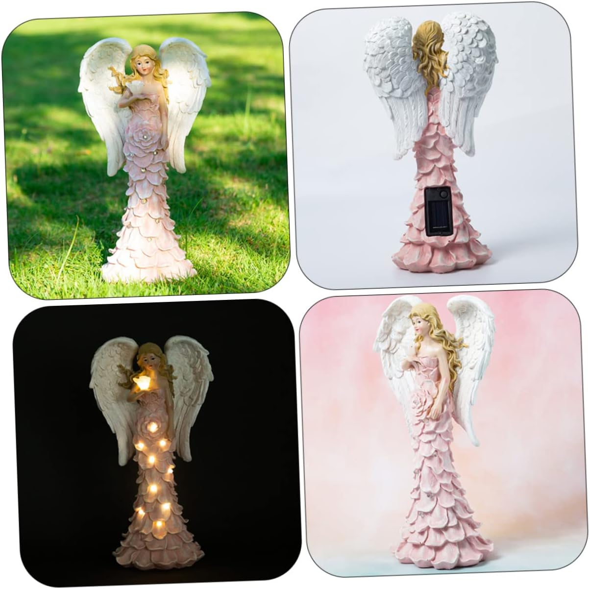 Hemoton Solar Powered Angel Garden Light Decorative Resin Outdoor Sculpture for Patio Angel Lamp for Garden Decor Durable and Lifelike Design for Home