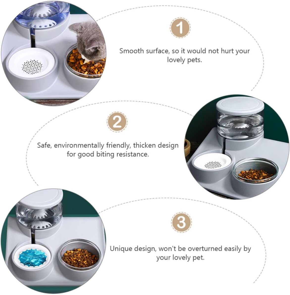 Totority Automatic Pet Feeder Bowl Good Biting Resistance with Stainless Steel Food and Water Container Dual-use for Feeding and Drinking for Cats and Dogs for Home Use image 3