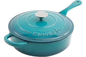 Crock Pot Artisan 3.5 Quart Enameled Cast Iron Sauté Pan Teal Ombre