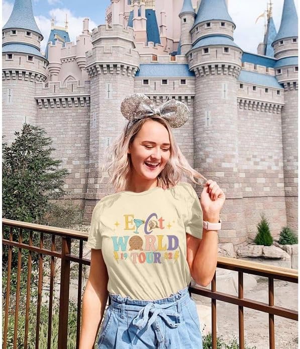 Around The World Shirt Women Magic World Tour 1982 Graphic Tee Funny Traveler Vacation Short Sleeve Top - Image 6