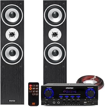 Skytec SHFT60 HiFi Tower Speakers and Stereo Amplifier Bluetooth MP3 Home Music System