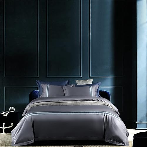 TREXD - Juego de ropa de cama de algodón de 600 hilos tamaño QueenKing 4 piezas para hotel ropa de cama color D tamaño tamaño King 4 piezas