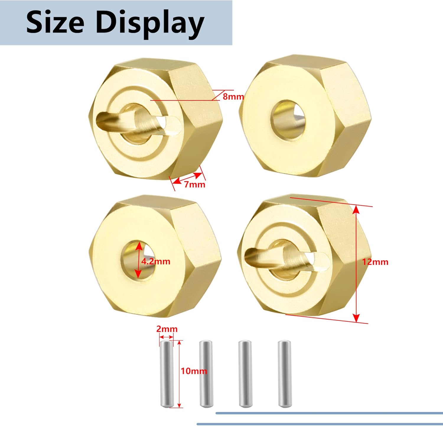 MORLORDY 4PCS RC Brass Hex Hub Adapters 8mm for Axial UTB18 Capra Trail Buggy Upgrades 1/18 Scale RC Crawler Car Accessories