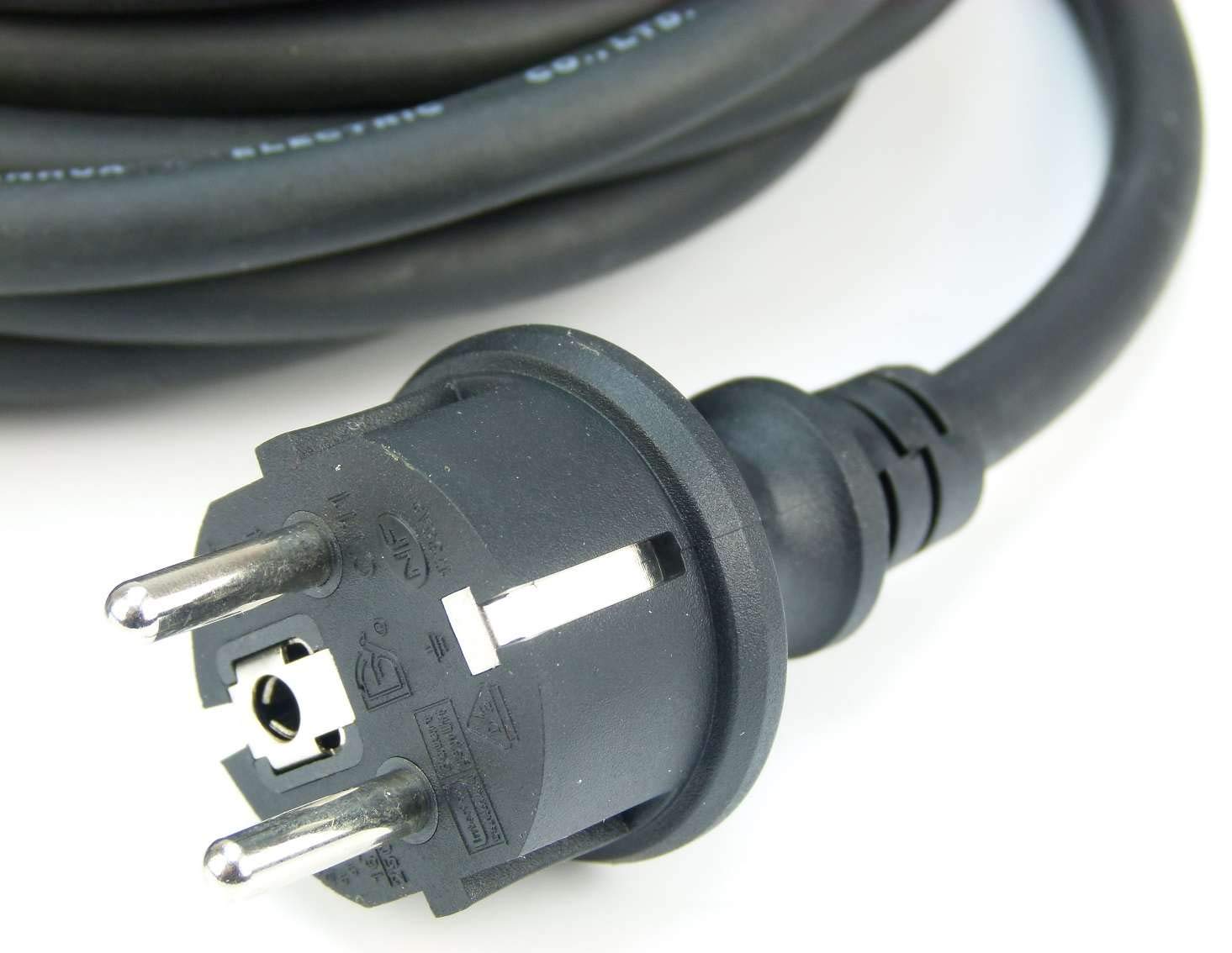 5 x 10,0 m Schuko Baustellen-Verlängerungskabel IP44 H07RN-F 3G1,5, schwarz (für den Außenbereich und den Einsatz auf Baustellen) (5, 10 m Verlängerungskabel IP 44)