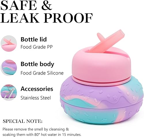 Miniatura 2 de Madmax Botella de agua plegable reutilizable para exteriores e interiores, a prueba de roturas, sin BPA, segura, no tóxica, duradera de silicona,