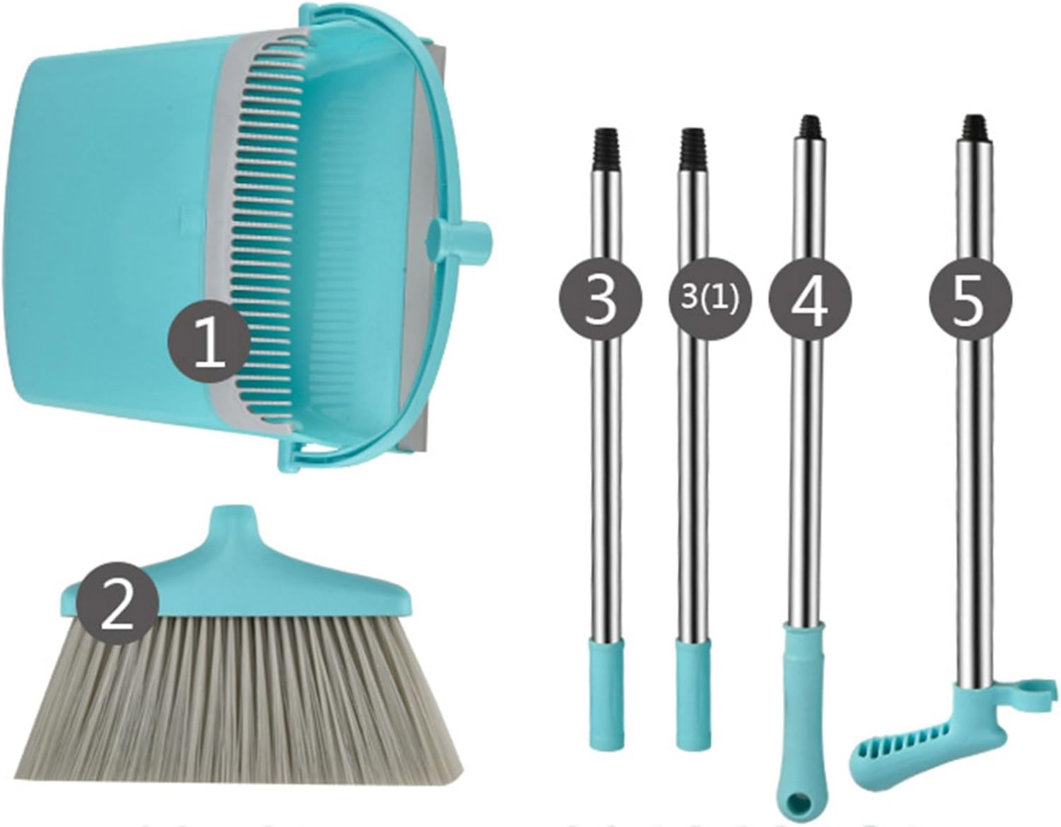 Broom and Dustpan Combo Set for Home, Self-Cleaning with Dust pan Comb Teeth to Clean Hair for Room Kitchen Office Lobby, Indoor & Outdoor Sweeping,Green