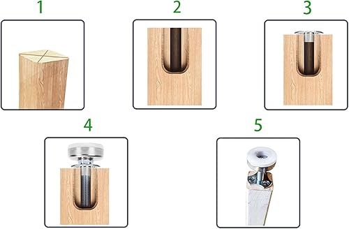 Miniatura 4 de HanKun Pies niveladores ajustables para muebles, kit de tuercas en T de 38 a 16 pulgadas, patas de muebles resistentes para armarios o mesas para