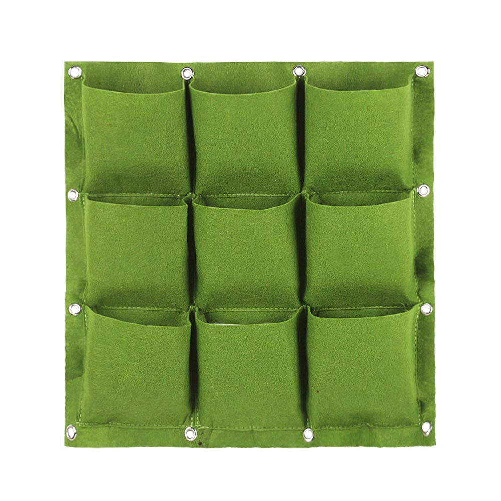 Camelliass Green Hanging Planting Grow Bags, 9 Pockets Gardening Hanging Vertical Wall Planter Flower Planting Grow Bags For Yard Garden Home Decoration (, 9 Pockets)