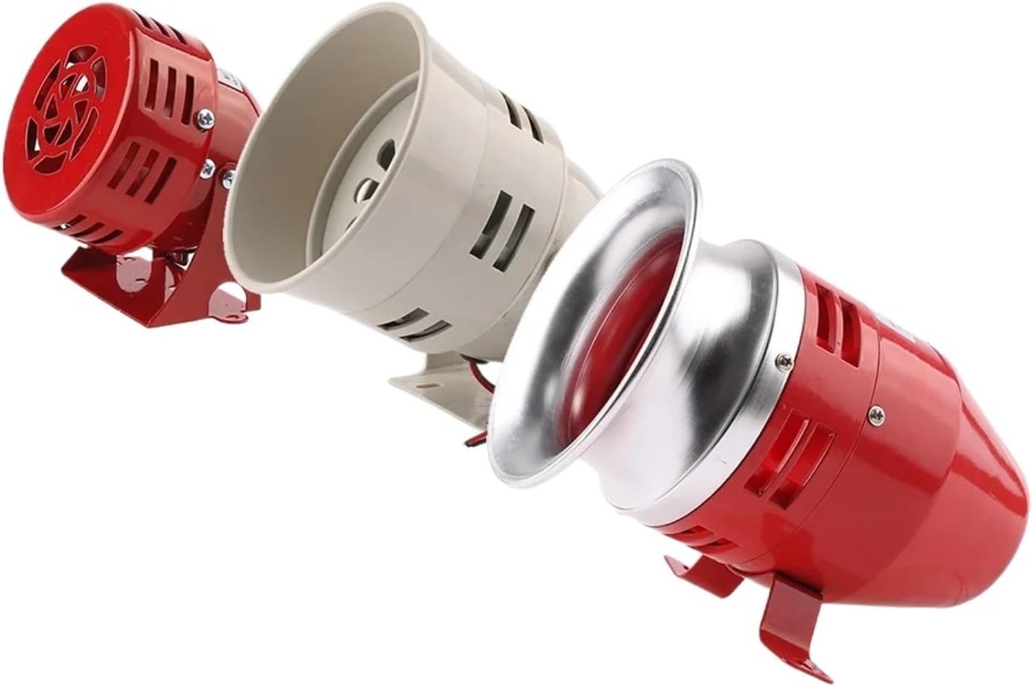 1pc MS-190/290/390 12V 24V 220V 110V Red Mini Metal Motor Siren Industrial Alarm Sound Electrical Guard Against Theft 130dB(MS-190-24V)