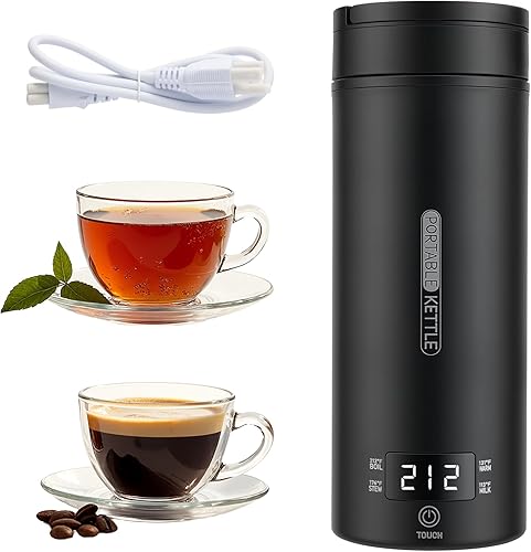 Hervidor eléctrico portátil (110 V), tetera de viaje, revestimiento de acero inoxidable 316 premium, ajuste de temperatura de 4 velocidades con