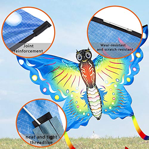 XIN Butterfly Kites for Kids - Huge Beach Kite Easy to Fly with Long Colorful Tail, Includes Kite Line and Bag - Thumbnail 2