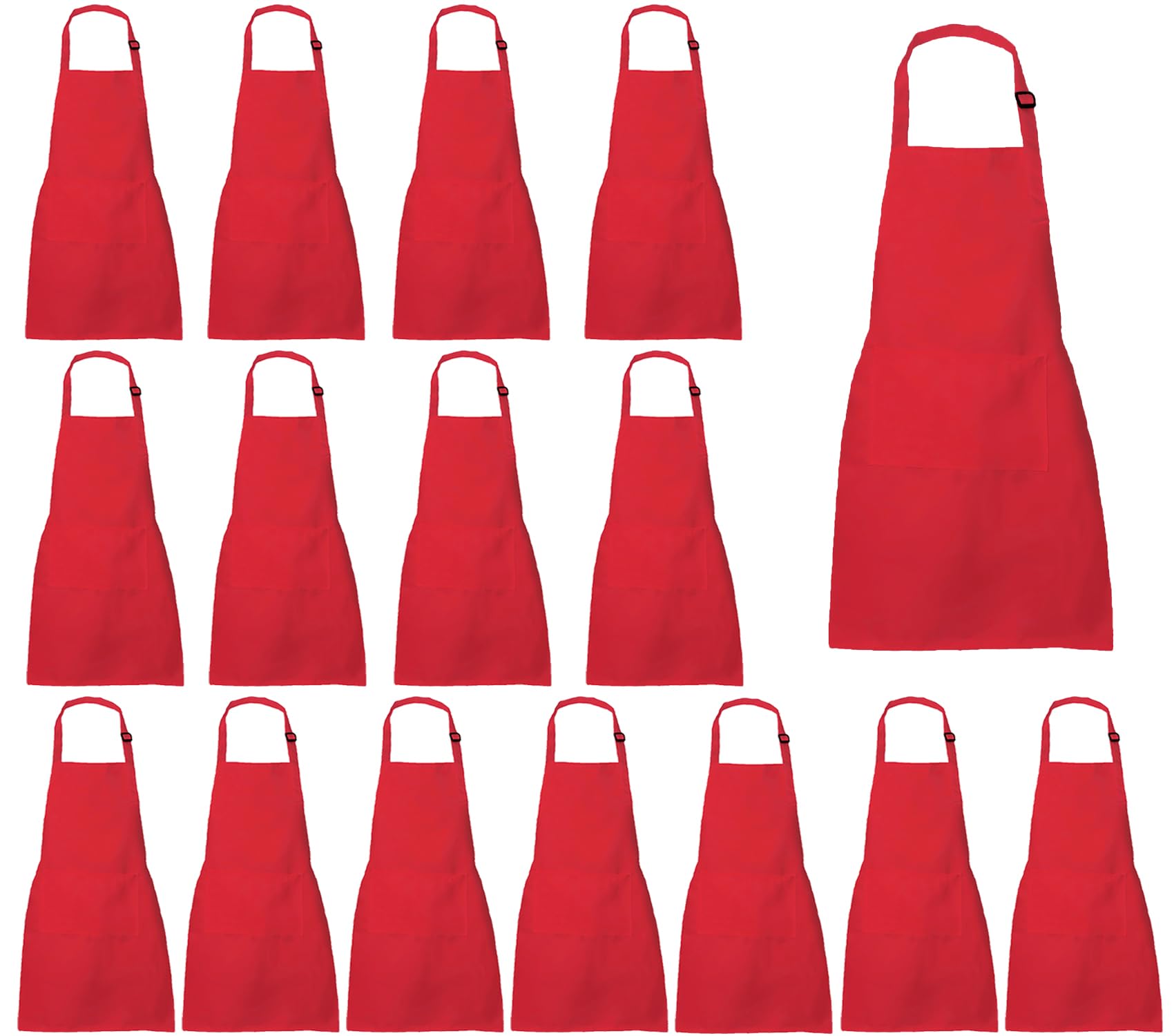 XIEJINJIA 16 Pack Kids Waterproof Apron with Pockets Adjustable Chef Artists Child Cooking Baking Painting for Boys and Girls Red