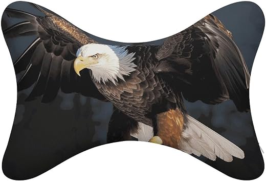 2Pcs Car Neck Pillow 3D Bald Eagle Car Headrest Pillows Ultra Comfortable Soft Auto Seat Pillow Head Rest Cushion Universal Breathable Removable Headrest Pillow for Driving, Traveling, Home