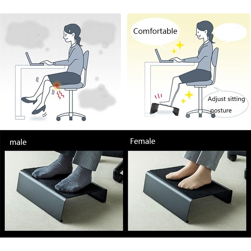 Poggiapiedi Da Ufficio In Schiuma PU - Impermeabile, Antiscivolo, Ergonomico, Per Sotto La Scrivania, Auto, Casa, Altezza Regolabile In Modo Naturale, Nero