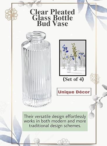 Miniatura 7 de Serene Spaces Living Juego de 4 jarrones plisados transparentes, jarrones para centros de mesa para decoración del hogar, eventos, bodas, fiestas,